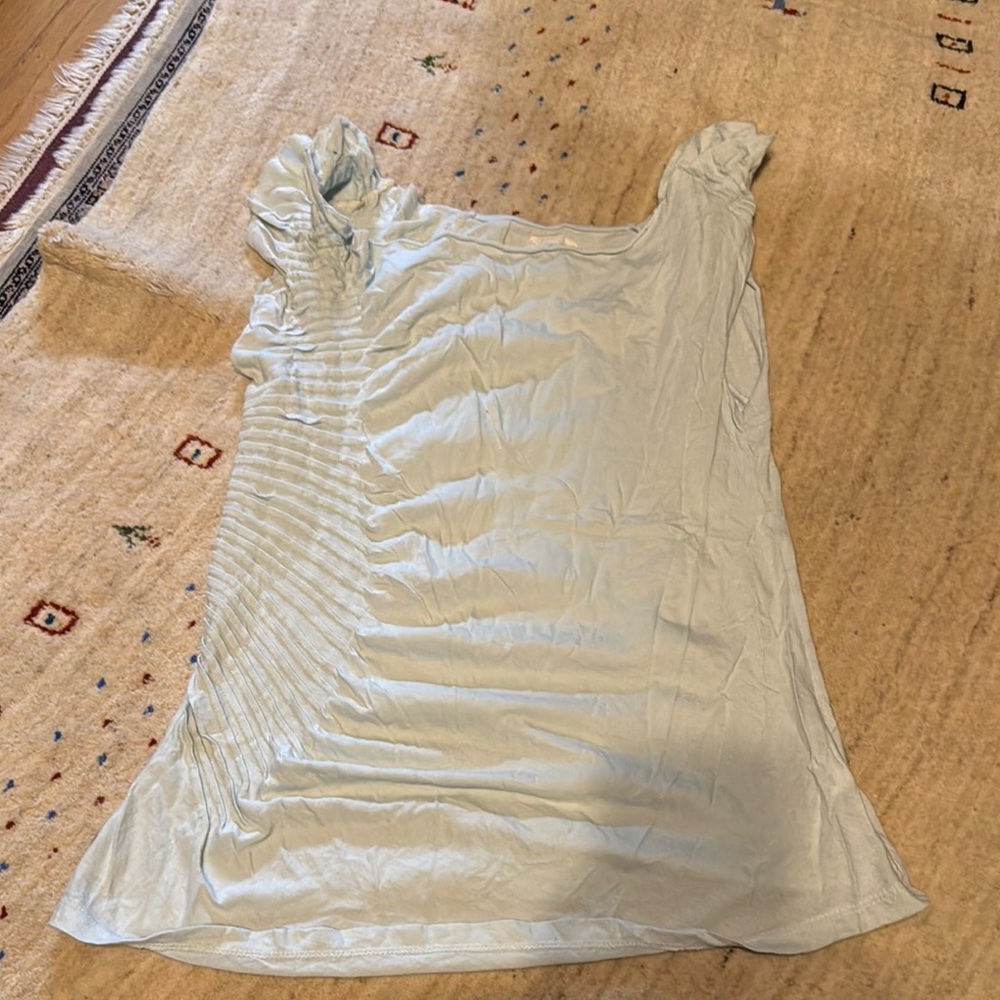 Set of 2 baby blue and white Ruffle Sleeve Top anthropologie xl tunic - Picture 6 of 8